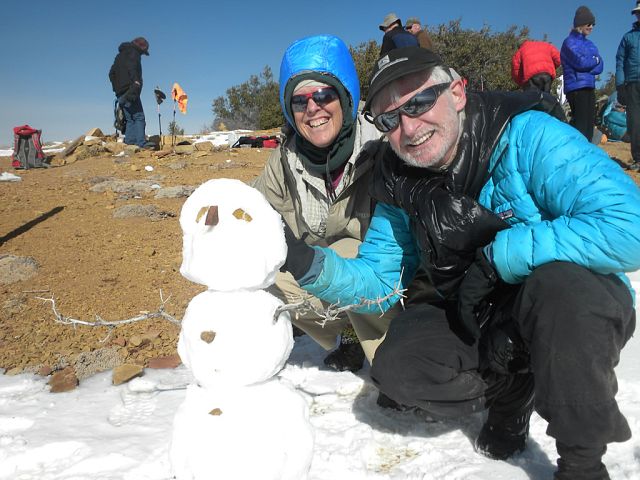 Building a snowman on Topatopa